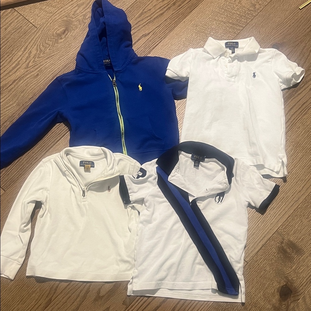Ralph Lauren Kids Blue Hoodie and White Polo Set
